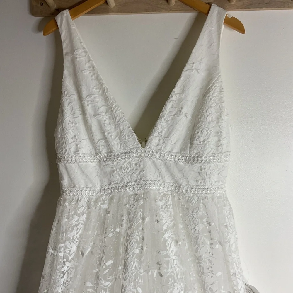 Lulus Sweetest Beloved White Mesh Embroidered Sleeveless Bride Maxi Dress NWT 1X - Picture 11 of 16
